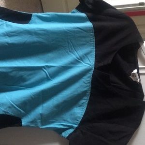 Butter soft black and blue scrub top